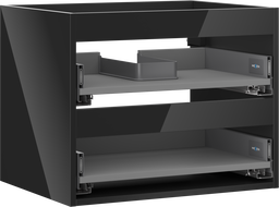 Mexen Box-A skåpstomme för tvättställsskåp 60 cm, 2 lådor, svart högblank - 91AX0-0600-470-2-70