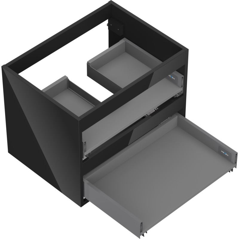 Mexen Box-A cabinet frame for washbasin 60 cm, 2 drawers, black gloss - 91AX0-0600-470-2-70