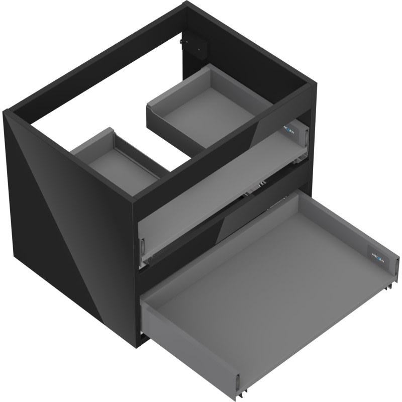 Mexen Box-A corpo do armário de lavatório 60 cm, 2 gavetas, preto brilhante - 91AX0-0600-470-2-70