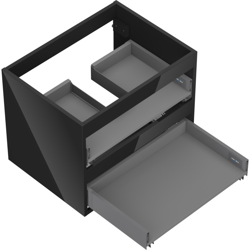 Mexen Box-A korisnica ormarića ispod umivaonika 60 cm, 2 ladice, crni sjaj - 91AX0-0600-470-2-70
