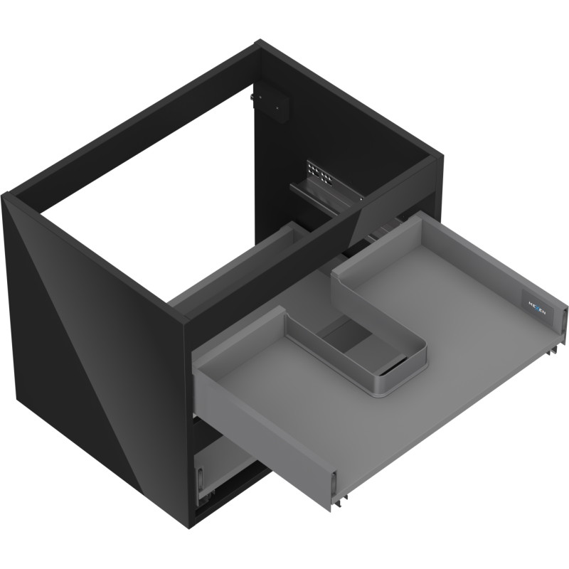 Mexen Box-A korisnica ormarića ispod umivaonika 60 cm, 2 ladice, crni sjaj - 91AX0-0600-470-2-70