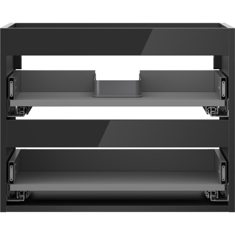 Mexen Box-A corpo do armário de lavatório 60 cm, 2 gavetas, preto brilhante - 91AX0-0600-470-2-70