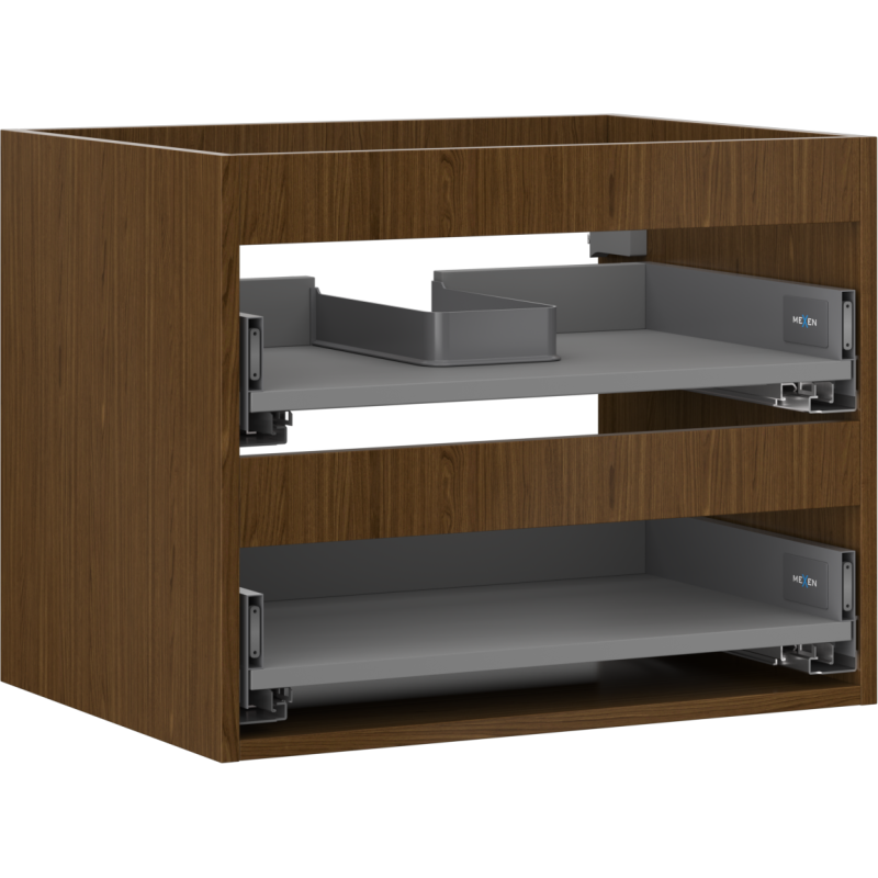 Mexen Box-A, cuerpo de armario bajo lavabo 60 cm, 2 cajones, nogal - 91AX0-0600-470-2-86