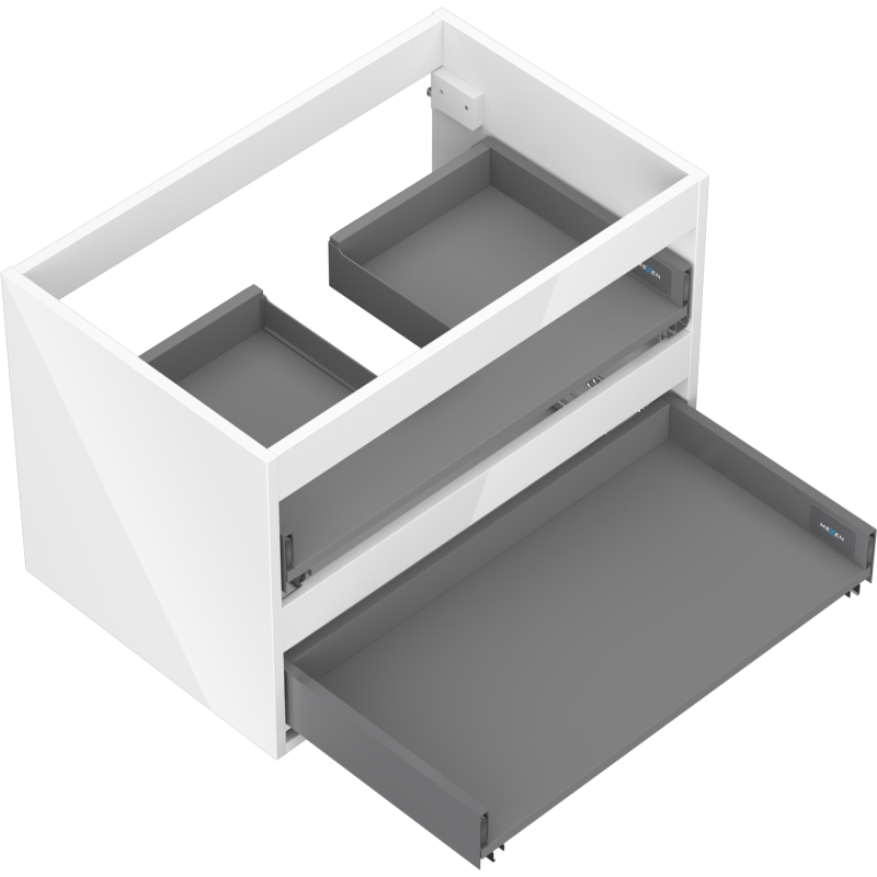 Mexen Box-A corpo do armário de lavatório 70 cm, 2 gavetas, branco brilhante - 91AX0-0700-470-2-00