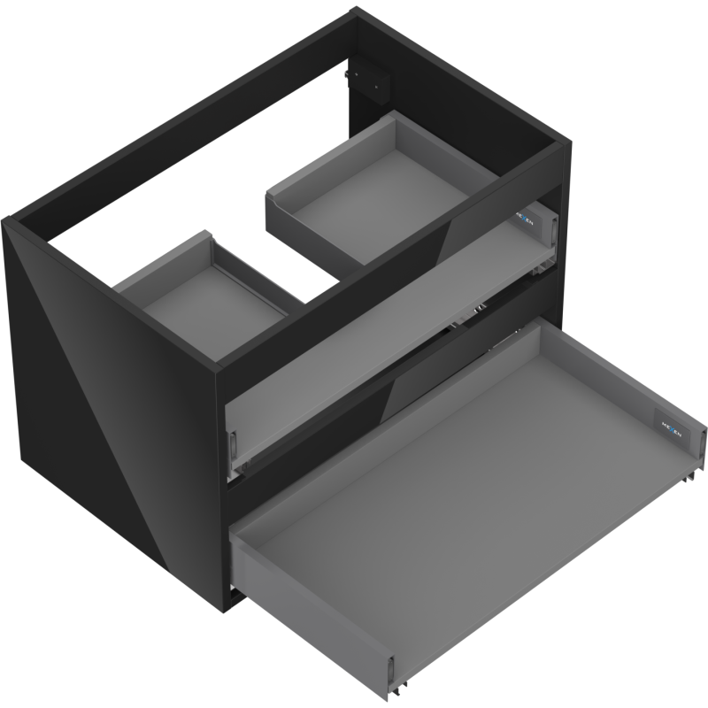 Mexen Box-A korpus szafki podumywalkowej 70 cm, 2 szuflady, czarny połysk - 91AX0-0700-470-2-70