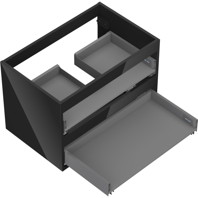 Mexen Box-A valamu all oleva kapi korpus 70 cm, 2 sahtlit, must läikiv - 91AX0-0700-470-2-70