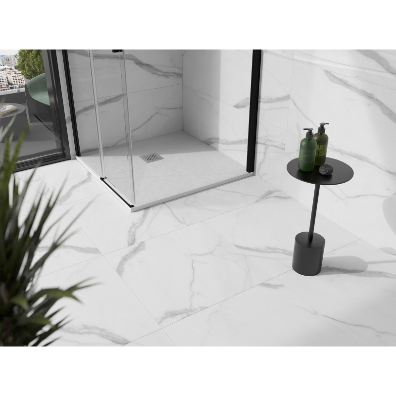 Mexen Stone+ komposiitmaterjalist ruudukujuline dušialus 80 x 80 cm, valge - 44108080