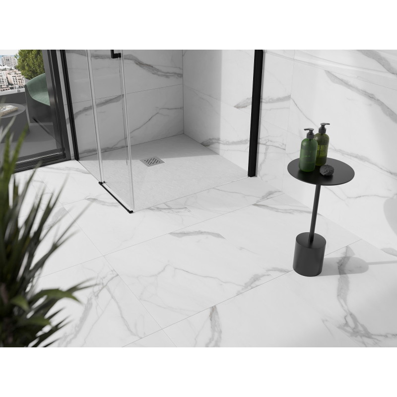 Mexen Stone+ komposiitmaterjalist ruudukujuline dušialus 80 x 80 cm, valge - 44108080