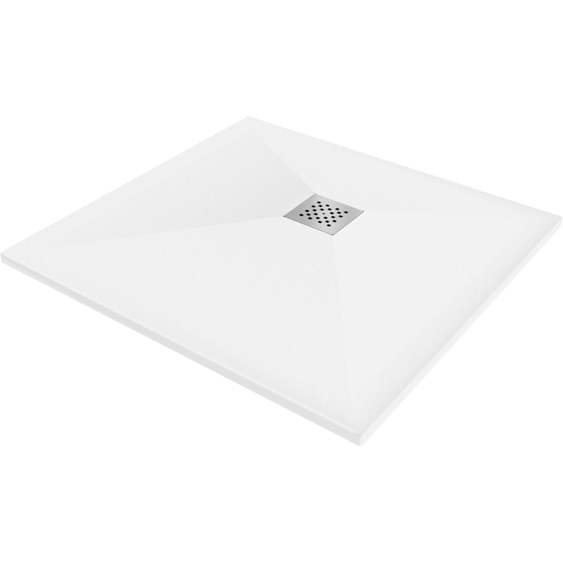 Mexen Stone+ komposiittinen neliön muotoinen suihkuallas 80 x 80 cm, valkoinen - 44108080