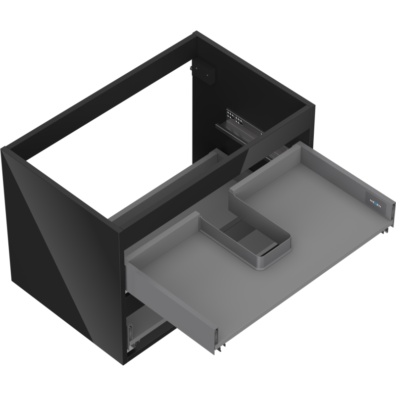 Mexen Box-A onderbouw wastafelmeubel 70 cm, 2 lades, zwart glans - 91AX0-0700-470-2-70