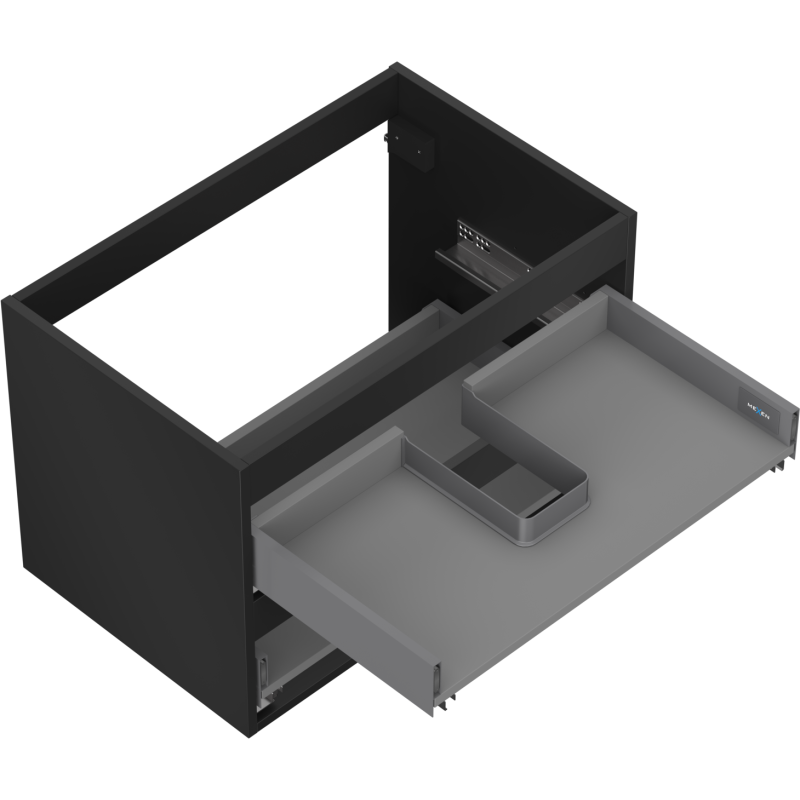 Mexen Box-A corpo do armário de lavatório 70 cm, 2 gavetas, preto mate - 91AX0-0700-470-2-71
