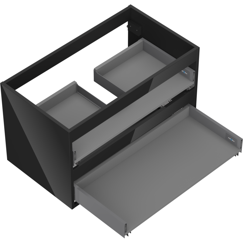 Mexen Box-A Korpus Waschtischunterschrank 80 cm, 2 Schubladen, schwarz glänzend - 91AX0-0800-470-2-70