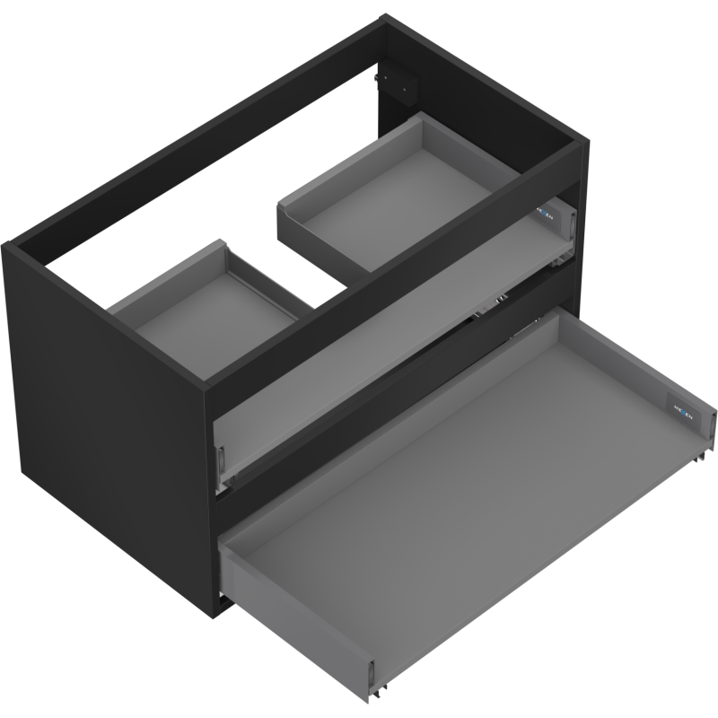 Mexen Box-A corps de meuble sous lavabo 80 cm, 2 tiroirs, noir mat - 91AX0-0800-470-2-71