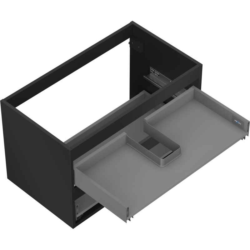 Mexen Box-A skapja korpuss zem izlietnes 80 cm, 2 atvilktnes, melns mats - 91AX0-0800-470-2-71