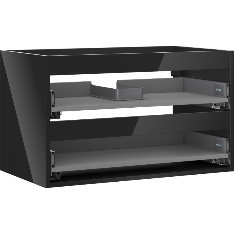 Mexen Box-A cuerpo del mueble bajo lavabo de 80 cm, 2 cajones, negro brillo - 91AX0-0800-470-2-70