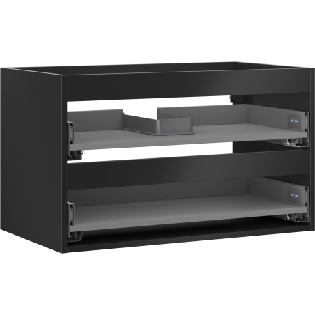 Mexen Box-A ogrodje omarice pod umivalnikom 80 cm, 2 predala, črna mat - 91AX0-0800-470-2-71