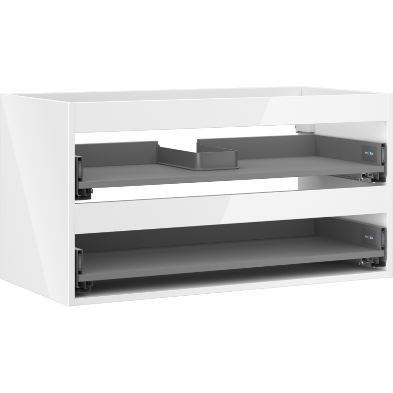 Mexen Box-A Korpus des Waschtischunterschranks 90 cm, 2 Schubladen, weiß glänzend - 91AX0-0900-470-2-00