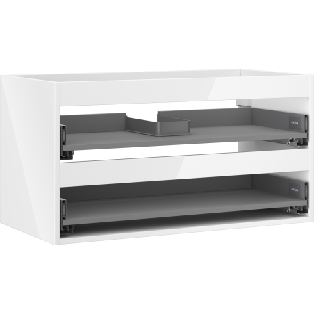 Mexen Box-A Korpus des Waschtischunterschranks 90 cm, 2 Schubladen, weiß glänzend - 91AX0-0900-470-2-00