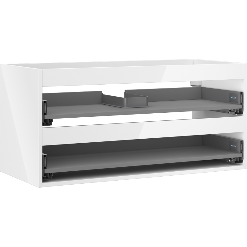 Mexen Box-A Korpus des Waschtischunterschranks 100 cm, 2 Schubladen, weiß glänzend - 91AX0-1000-470-2-00