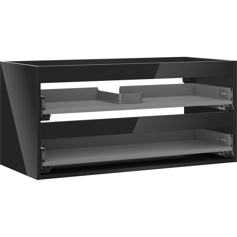 Mexen Box-A carcasa de mueble bajo lavabo de 100 cm, 2 cajones, negro brillante - 91AX0-1000-470-2-70