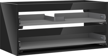 Mexen Box-A Badezimmerschrank-Korpus 100 cm, 2 Schubladen, schwarzer Glanz - 91AX0-1000-470-2-70