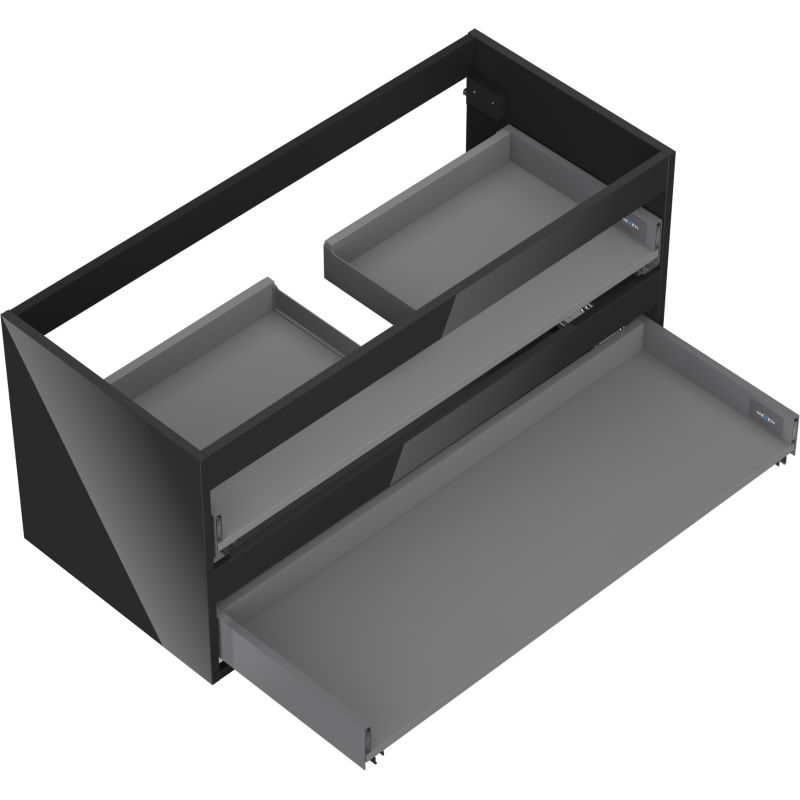 Mexen Box-A corpo del mobile da bagno 100 cm, 2 cassetti, nero lucido - 91AX0-1000-470-2-70