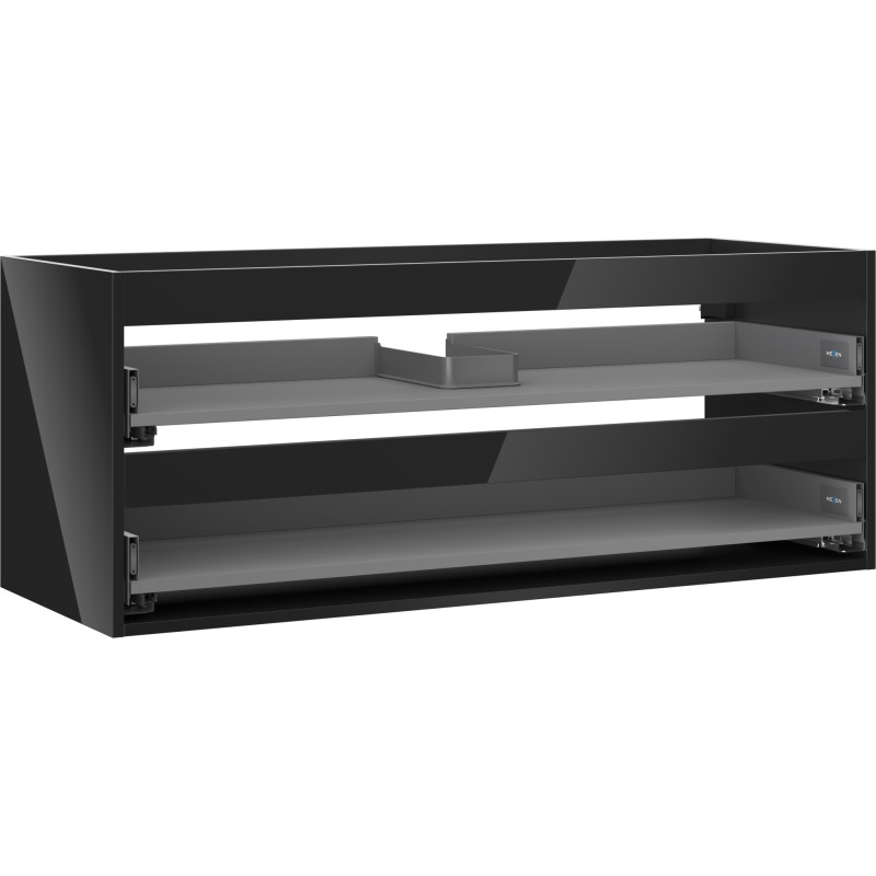 Mexen Box-A Kućište ormarića ispod umivaonika 120 cm, 2 ladice, crni sjaj - 91AX0-1200-470-2-70