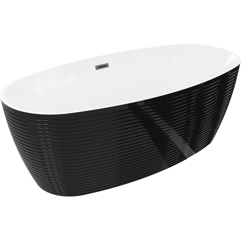 Mexen Lira freestanding bath pattern 170 x 80 cm, white/black, brushed gun gray overflow - 52831708075-66