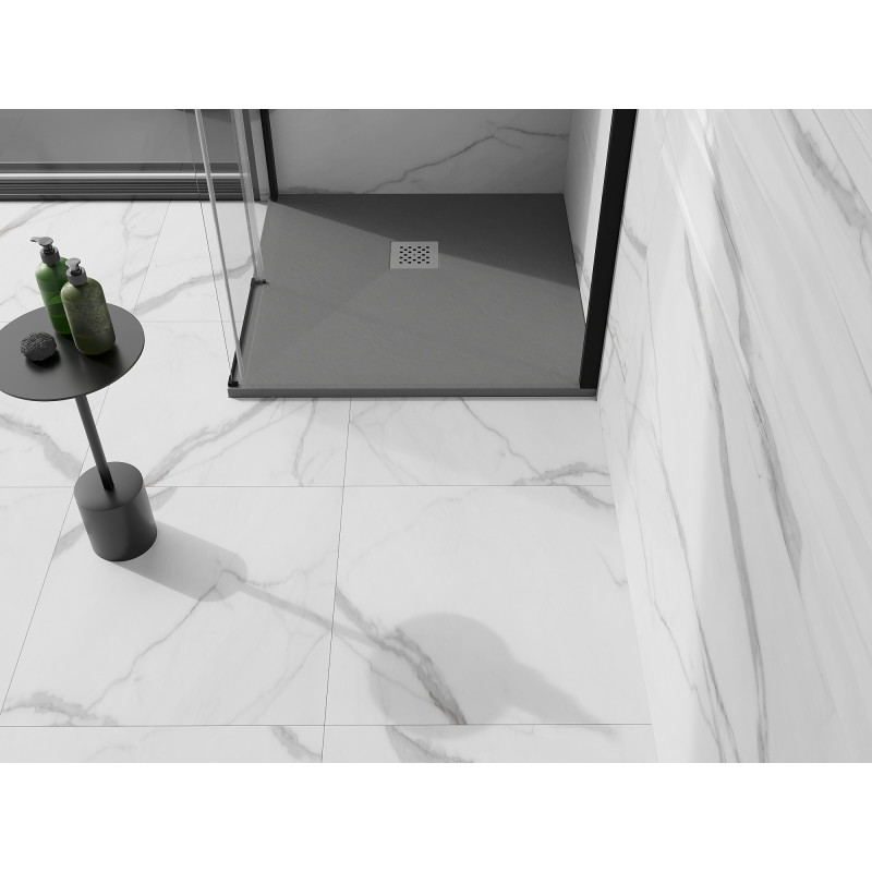 Mexen Stone+ composite square shower tray 70 x 70 cm, gray-concrete - 44617070