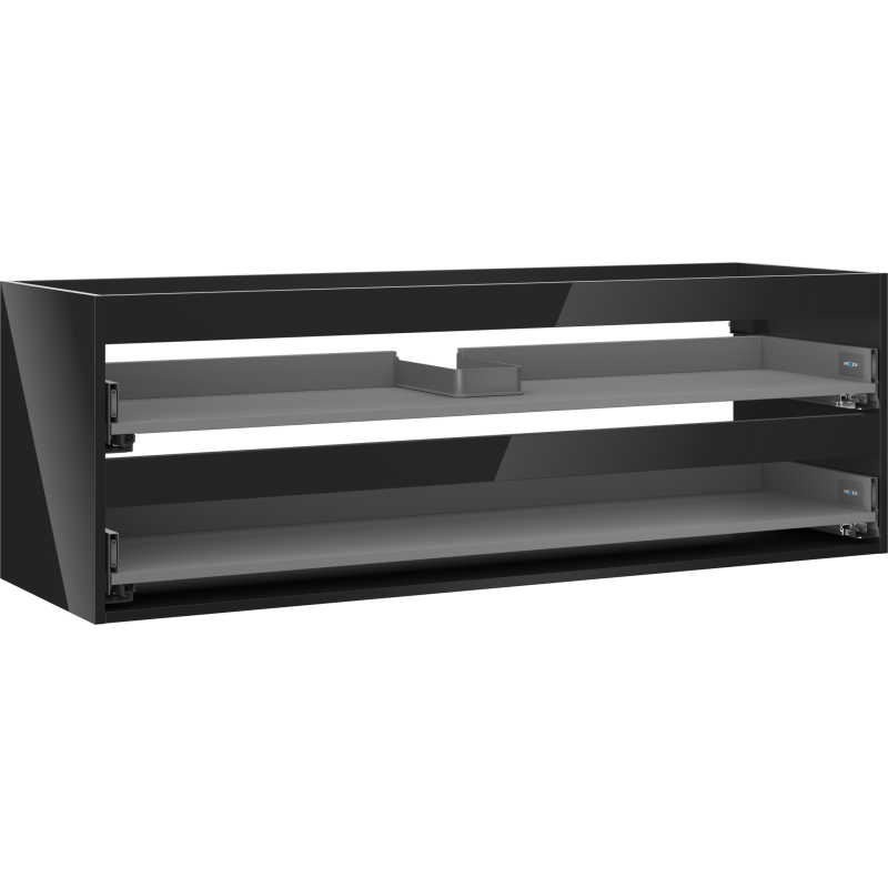 Mexen Box-A mueble bajo lavabo 140 cm, 2 cajones, negro brillo - 91AX0-1400-470-2-70