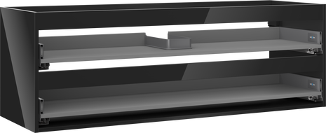 Mexen Box-A ogrodje omarice za umivalnik, 140 cm, 2 predala, črn sijaj - 91AX0-1400-470-2-70