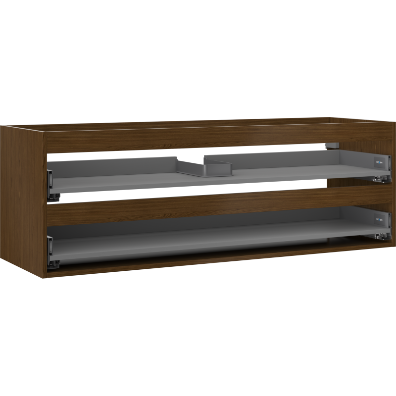 Mexen Box-A Vanity Cabinet Base 140 cm, 2 Drawers, Walnut - 91AX0-1400-470-2-86