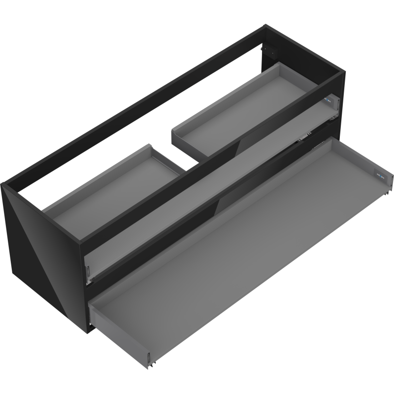 Mexen Box-A korpus szafki podumywalkowej 140 cm, 2 szuflady, czarny połysk - 91AX0-1400-470-2-70