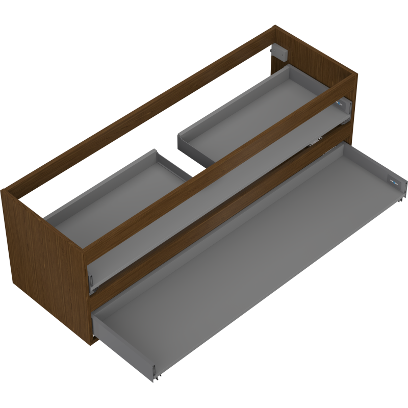 Mexen Box-A corpo do armário sob lavatório 140 cm, 2 gavetas, nogueira - 91AX0-1400-470-2-86