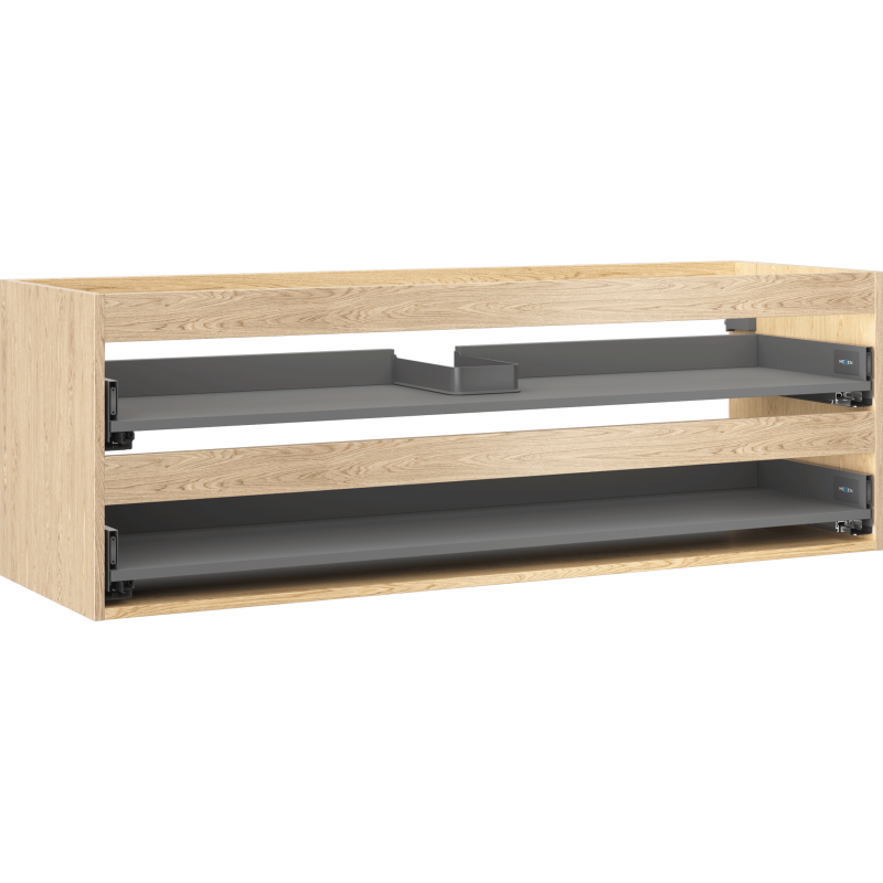 Mexen Box-A skåpskropp för tvättställsskåp 140 cm, 2 lådor, ek - 91AX0-1400-470-2-81