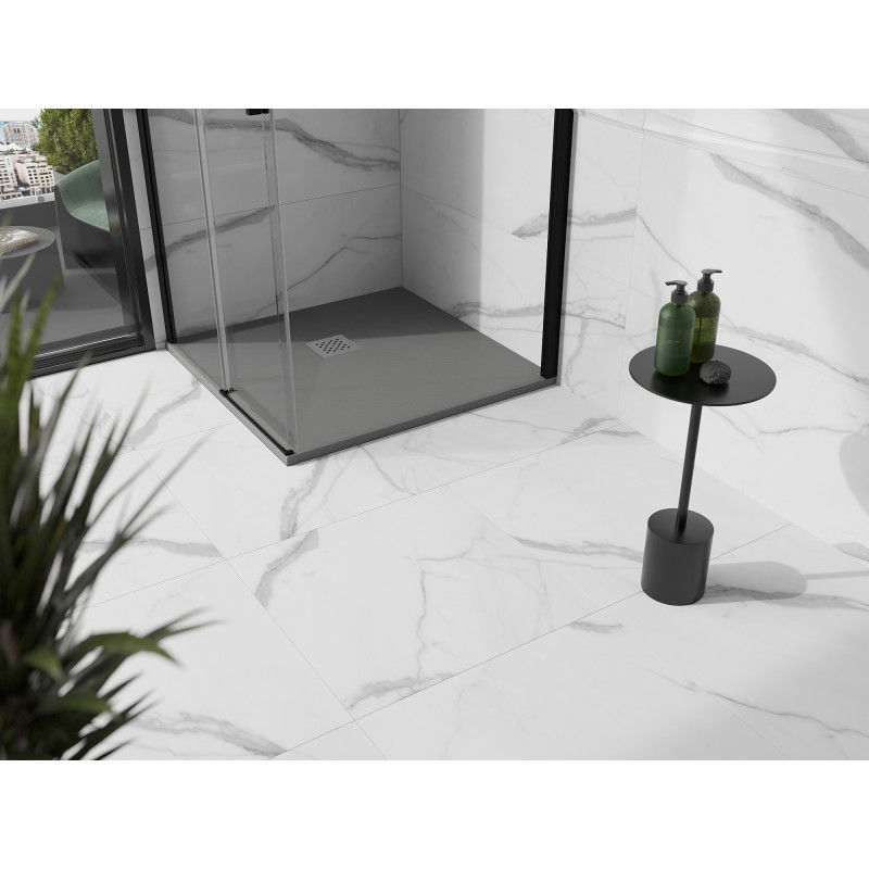 Mexen Stone+ base de chuveiro quadrada em compósito 80 x 80 cm, cinzento-betão - 44618080