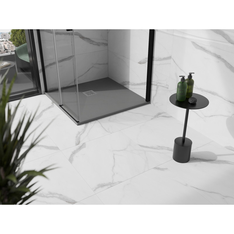 Mexen Stone+ composite square shower tray 80 x 80 cm, gray-concrete - 44618080