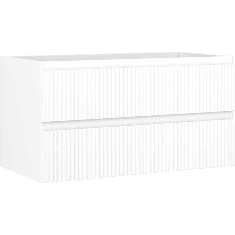 Mexen Rivel szafka łazienkowa podumywalkowa 90 cm, 2 szuflady, ryflowana , biała mat - 91A20-09047-2-BFF01