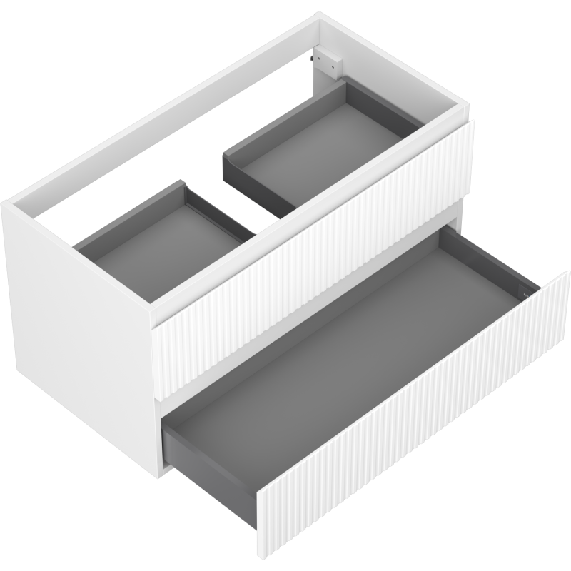 Mexen Rivel armário de casa de banho sob lavatório 90 cm, 2 gavetas, frisado, branco mate - 91A20-09047-2-BFF01