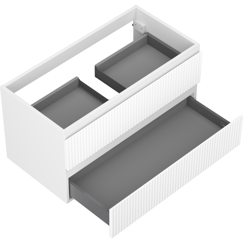 Mexen Rivel mueble de baño para lavabo 90 cm, 2 cajones, acanalado, blanco mate - 91A20-09047-2-BFF01