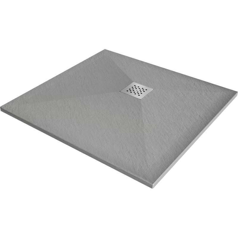 Mexen Stone+ vierkante composiet douchebak 80 x 80 cm, grijs-beton - 44618080