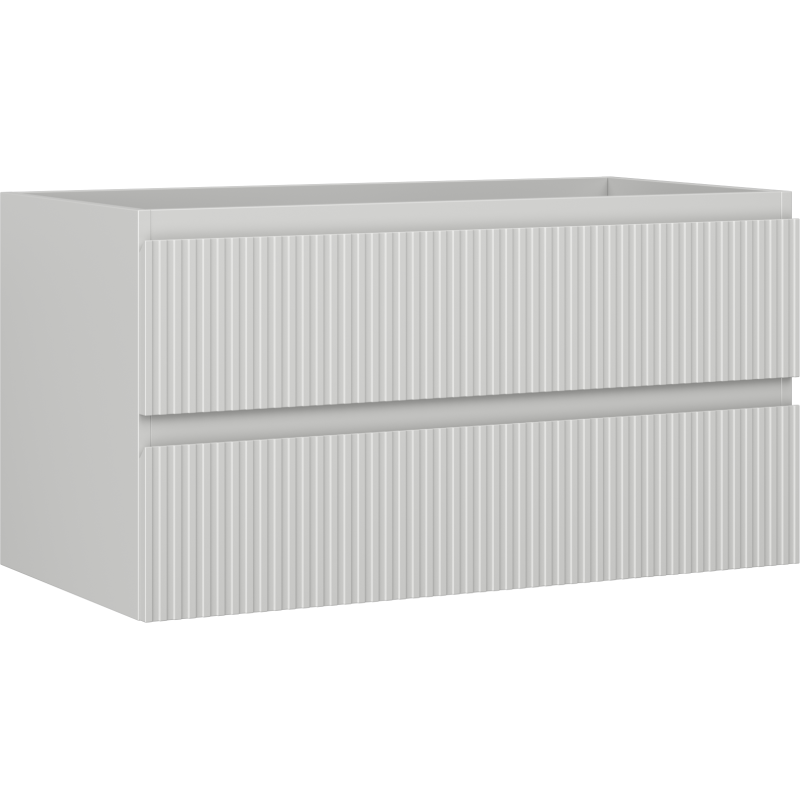 Mexen Rivel badkamerkastje onder de wastafel 90 cm, 2 laden, geribbeld, grijs mat - 91A20-09047-2-BFF62