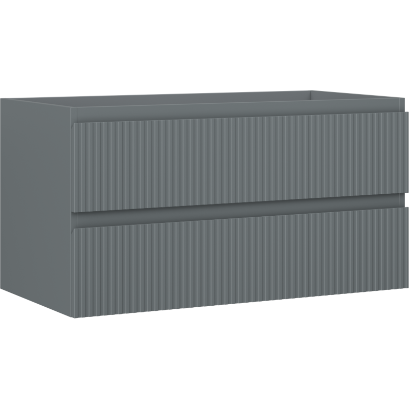 Mexen Rivel armário de casa de banho para lavatório 90 cm, 2 gavetas, canelado, grafite mate - 91A20-09047-2-BFF66