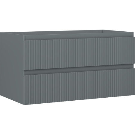 Mexen Rivel Badezimmerunterschrank 90 cm, 2 Schubladen, geriffelt, Graphit matt - 91A20-09047-2-BFF66