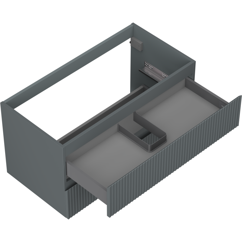 Mexen Rivel badkamerkastje onder wastafel 90 cm, 2 laden, gegroefd, grafiet mat - 91A20-09047-2-BFF66
