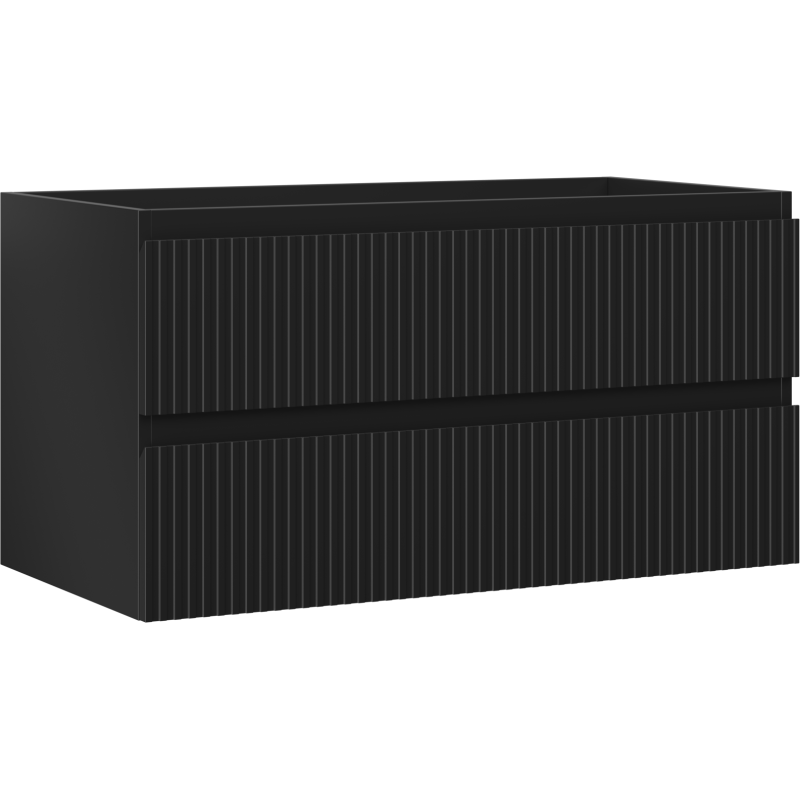 Mexen Rivel Badezimmer-Unterschrank 90 cm, 2 Schubladen, geriffelt, schwarz matt - 91A20-09047-2-BFF71