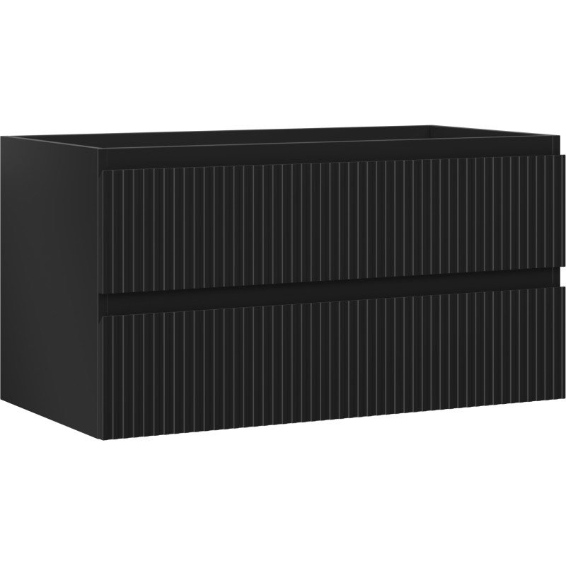 Mexen Rivel kupaonski ormarić ispod umivaonika 90 cm, 2 ladice, rebrasta, crna mat - 91A20-09047-2-BFF71