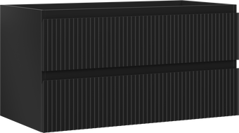 Mexen Rivel armário de casa de banho sob lavatório 90 cm, 2 gavetas, frisado, preto mate - 91A20-09047-2-BFF71