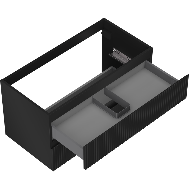 Mexen Rivel armario de baño bajo lavabo 90 cm, 2 cajones, acanalado, negro mate - 91A20-09047-2-BFF71