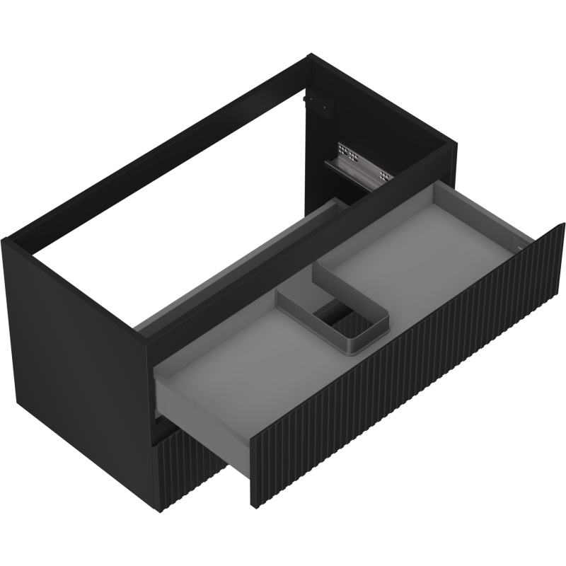 Mexen Rivel Badezimmerunterschrank 90 cm, 2 Schubladen, geriffelt, schwarz matt - 91A20-09047-2-BFF71